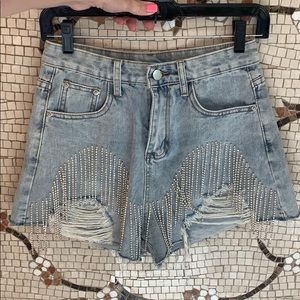 Crystal fray cutoff shorts - balmain-style size M